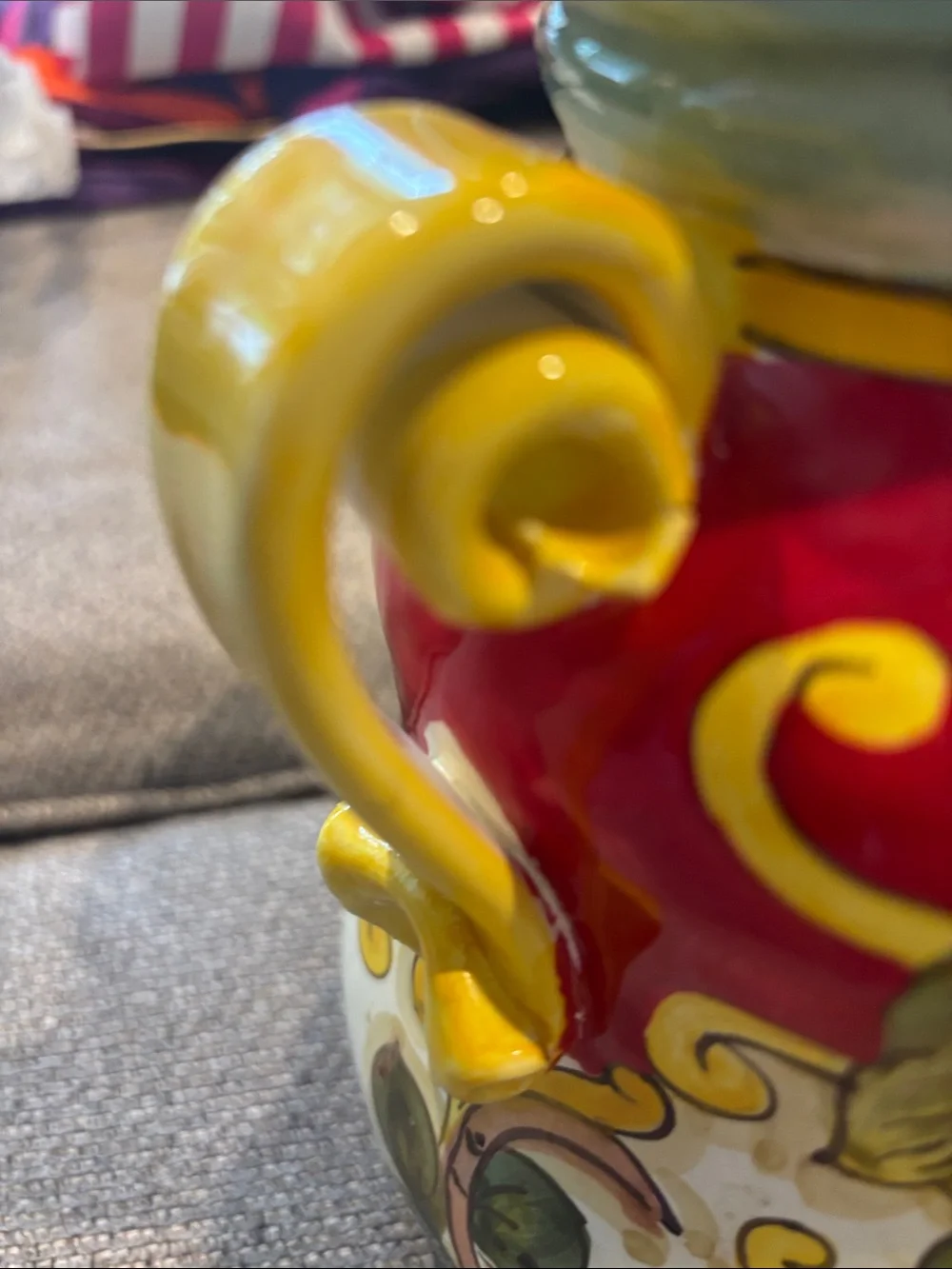 Hand-Painted Fruit Ceramic Canister - Red, Yellow, Green